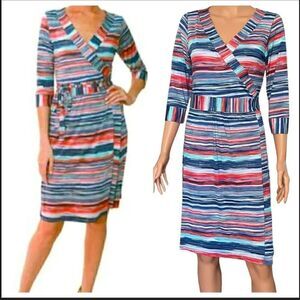 Melissa Masse Stripe Wrap Dress MEDIUM